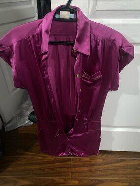 Marciano Silky Magenta 1 piece  Button-Up Romper